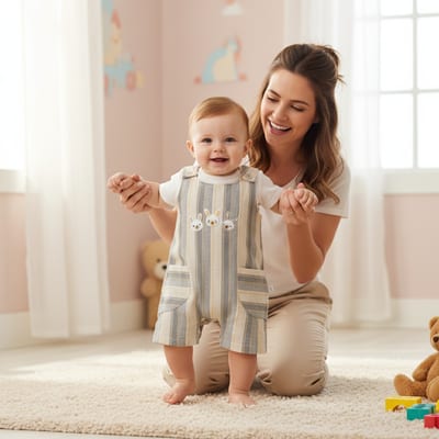 Unisex Bebek Askılı Nakış İşlemeli Sıfır Kollu Şort Tulum
