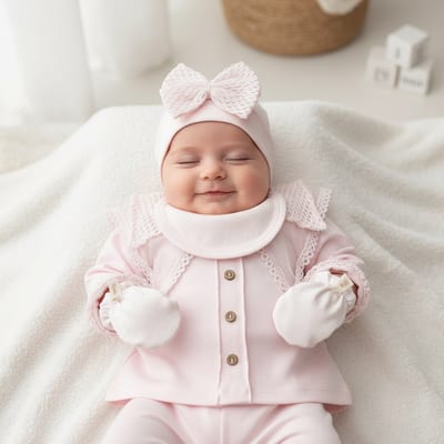 Kız Bebek Pamuklu Uzun Kollu İşlemeli 5'li Set