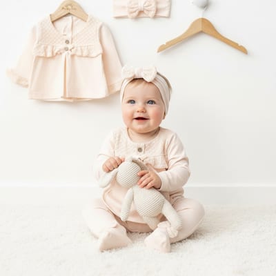 Kız Bebek Pamuklu Uzun Kollu İşlemeli 5'li Set