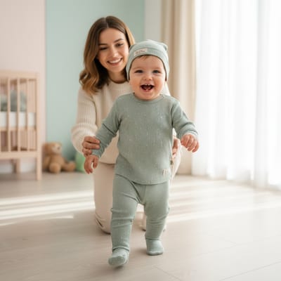Unisex Bebek Pamuklu Şapkalı 3'lü Takım
