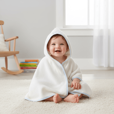 Unisex Yenidoğan Bebek Kapüşonlu Ahtapot Nakışlı Havlu
