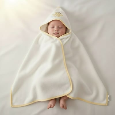 Unisex Yenidoğan Bebek Kapüşonlu Ahtapot Nakışlı Havlu