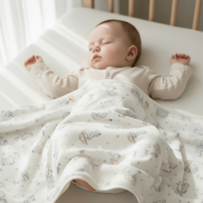 Unisex Yenidoğan Bebek %100 Pamuk Fil Temalı Battaniye