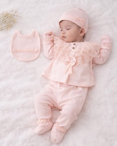 Kız Bebek Dantelli Hastane Çıkışı 5'li Set
